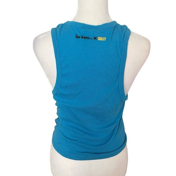 Urban Outfitters iets frans... Smiley Cropped Tank Top Blue NWT Womens Medium - Picture 10 of 11